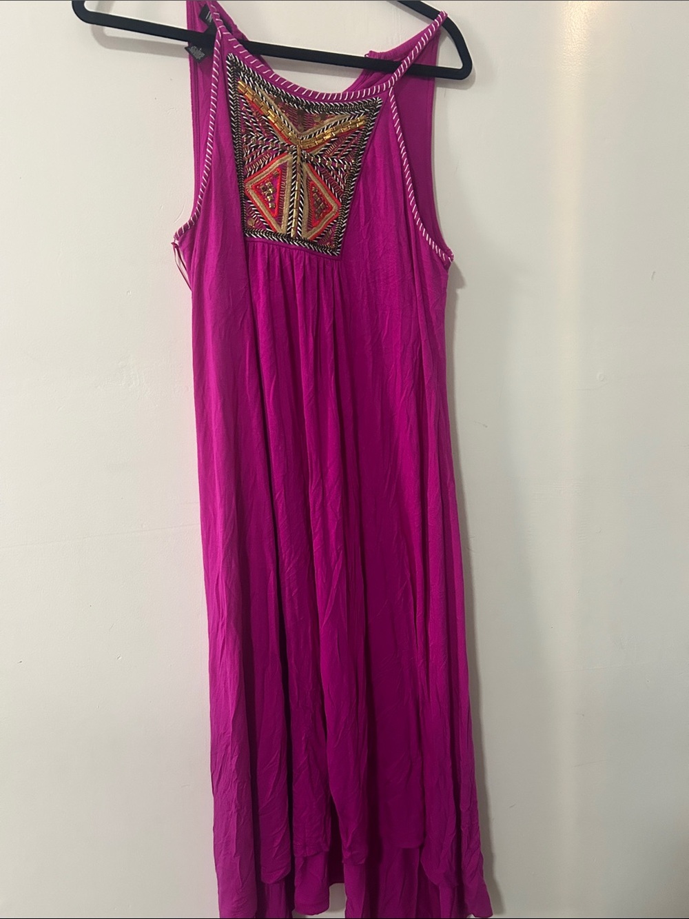 INC International Concepts Fuchsia Embroidered Tank Maxi Dress